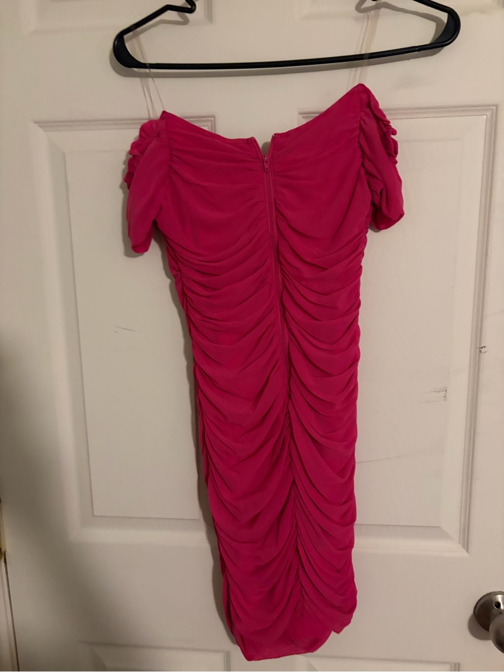 Windsor One-Shoulder Ruched Bodycon Dress in Fuchsia